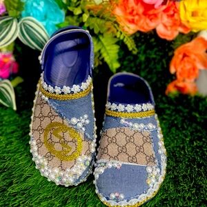 Navy blue customized rhinestone clog